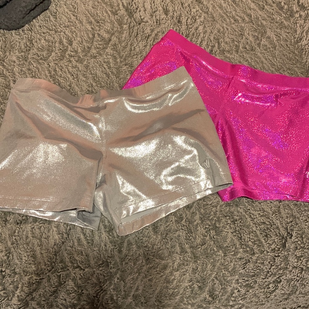 2X Shiny/sparkly set of 2 active shorts/spandex by varsity
